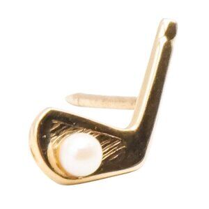 Vintage Mikimoto Akoya Pearl Golf Tie Pin 14K Gold Gentleman’s Jewelry
